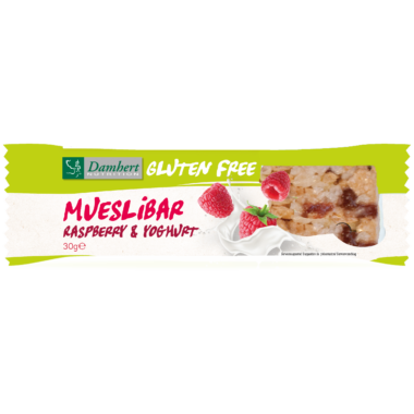 Gluténmentes müzliszelet málnával és joghurttal