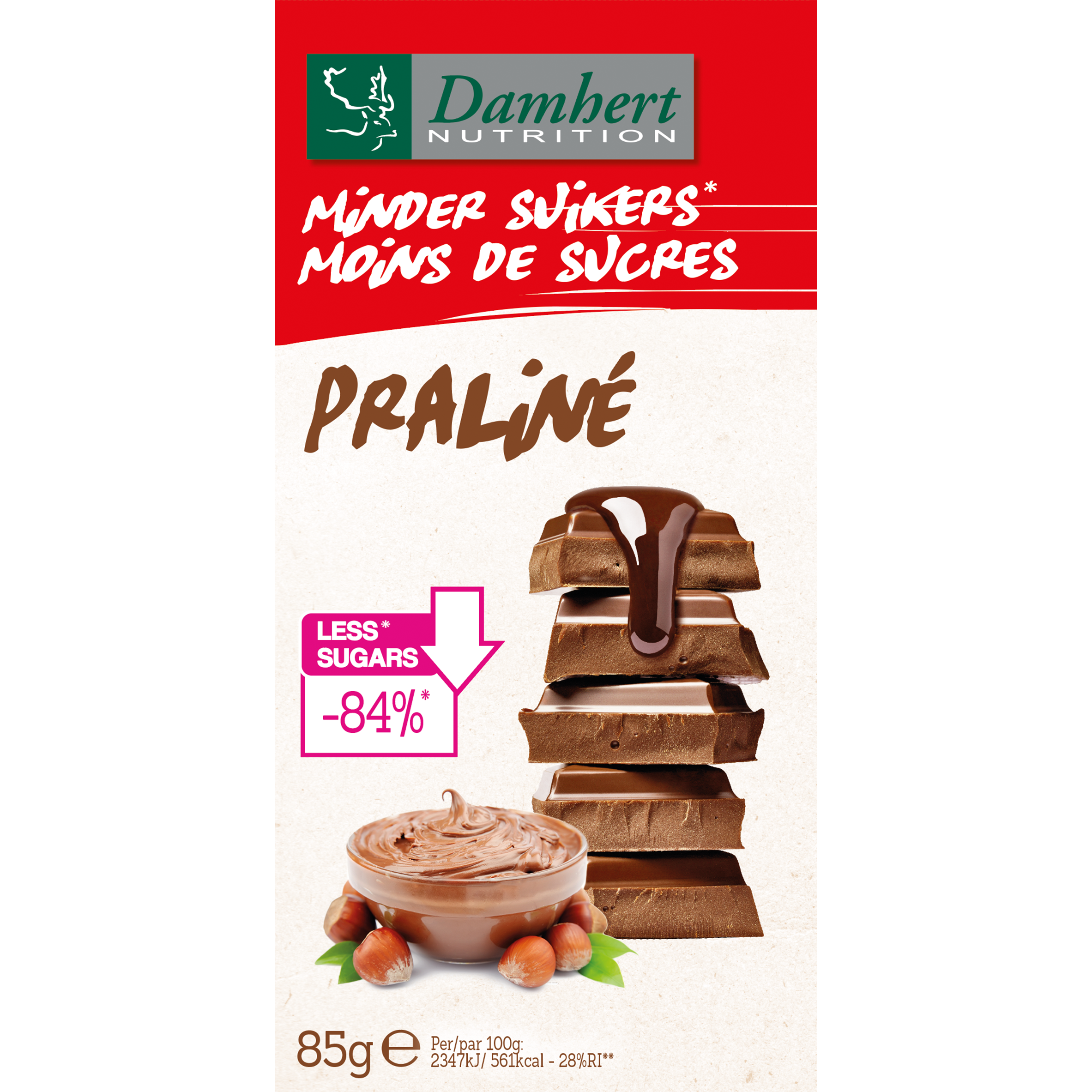 Hozzáadott cukor nélkül Csokoládé tabletta Praliné