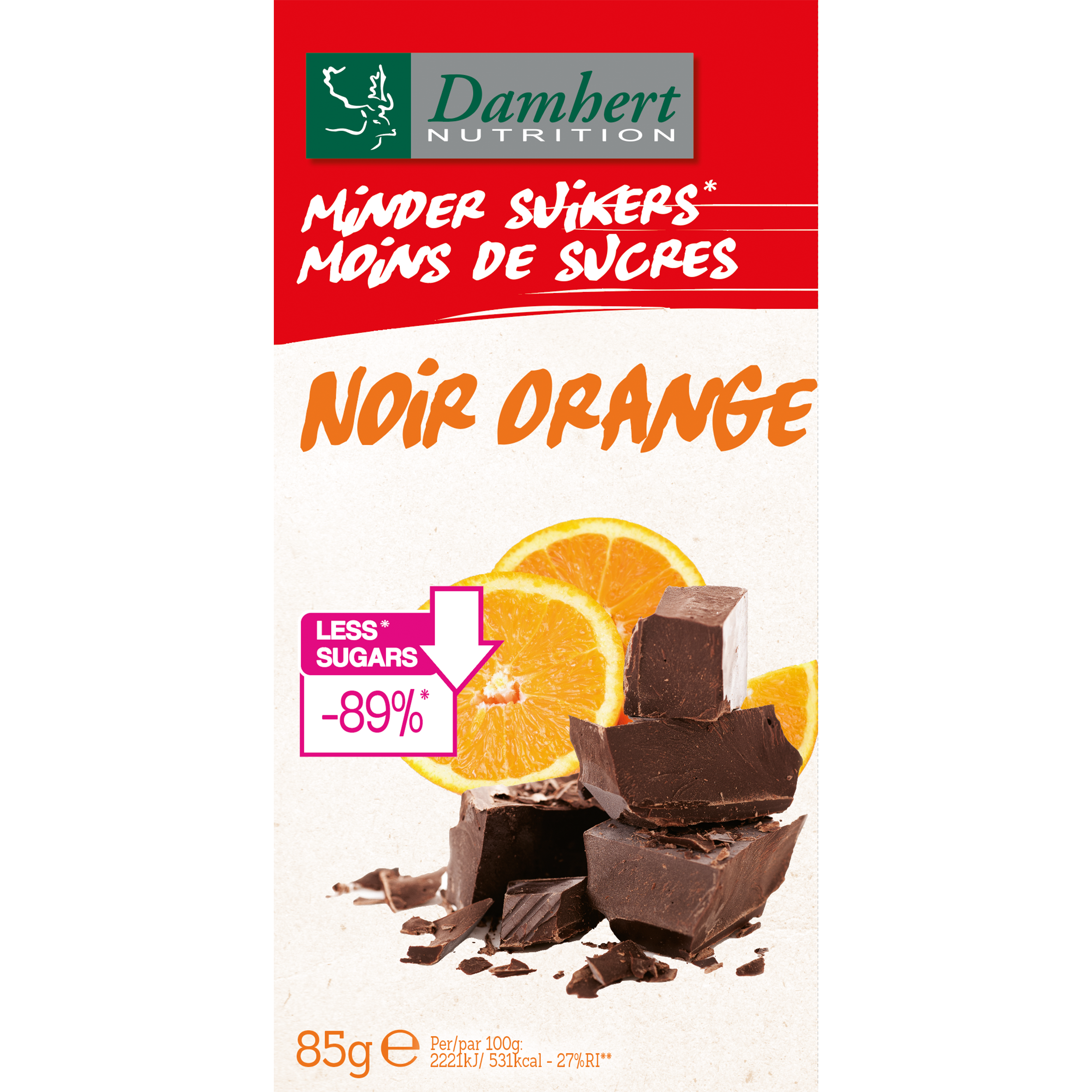 Hozzáadott cukor nélkül Csokoládé tabletta Noir Orange