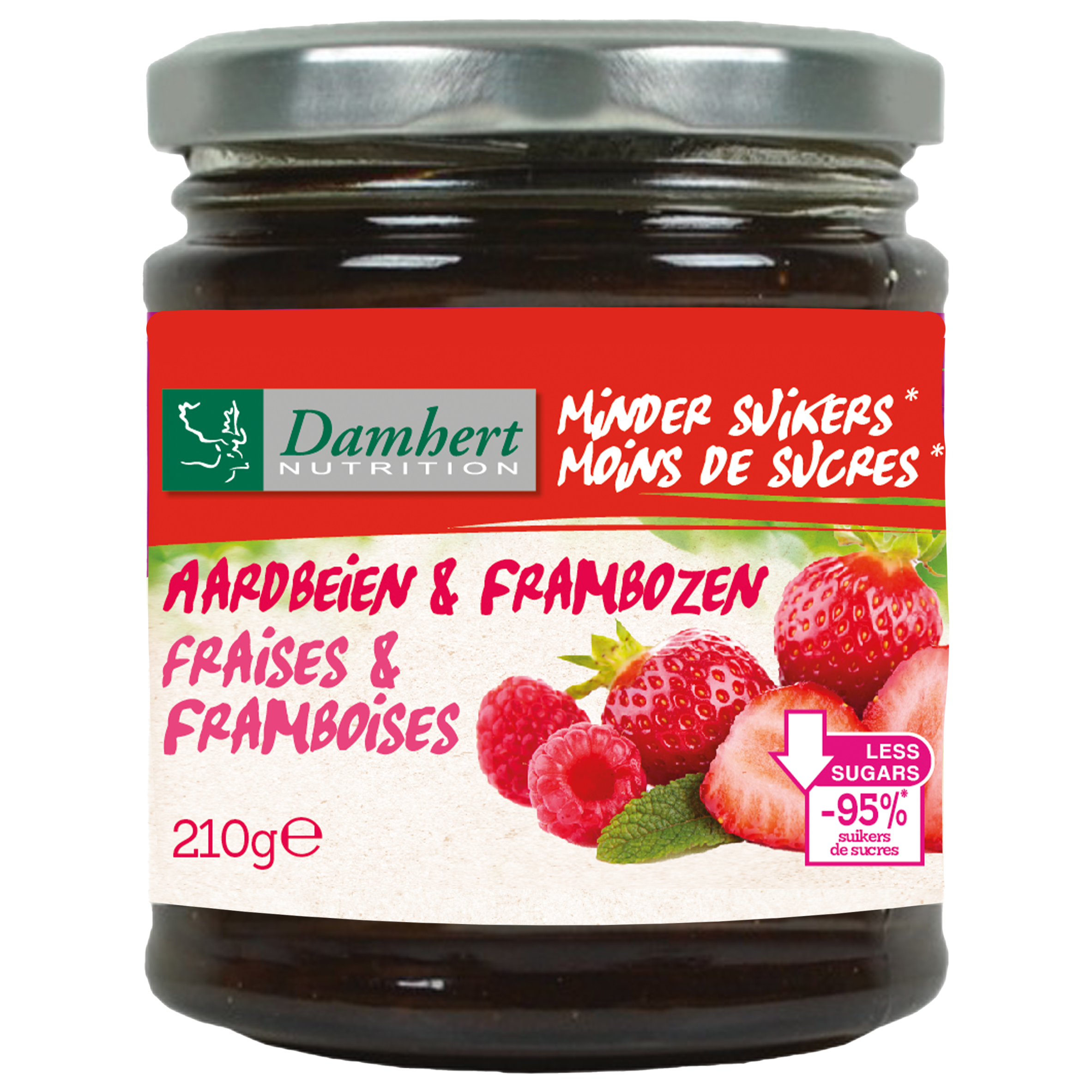 Hozzáadott cukor nélkül Jam Eper - Málna