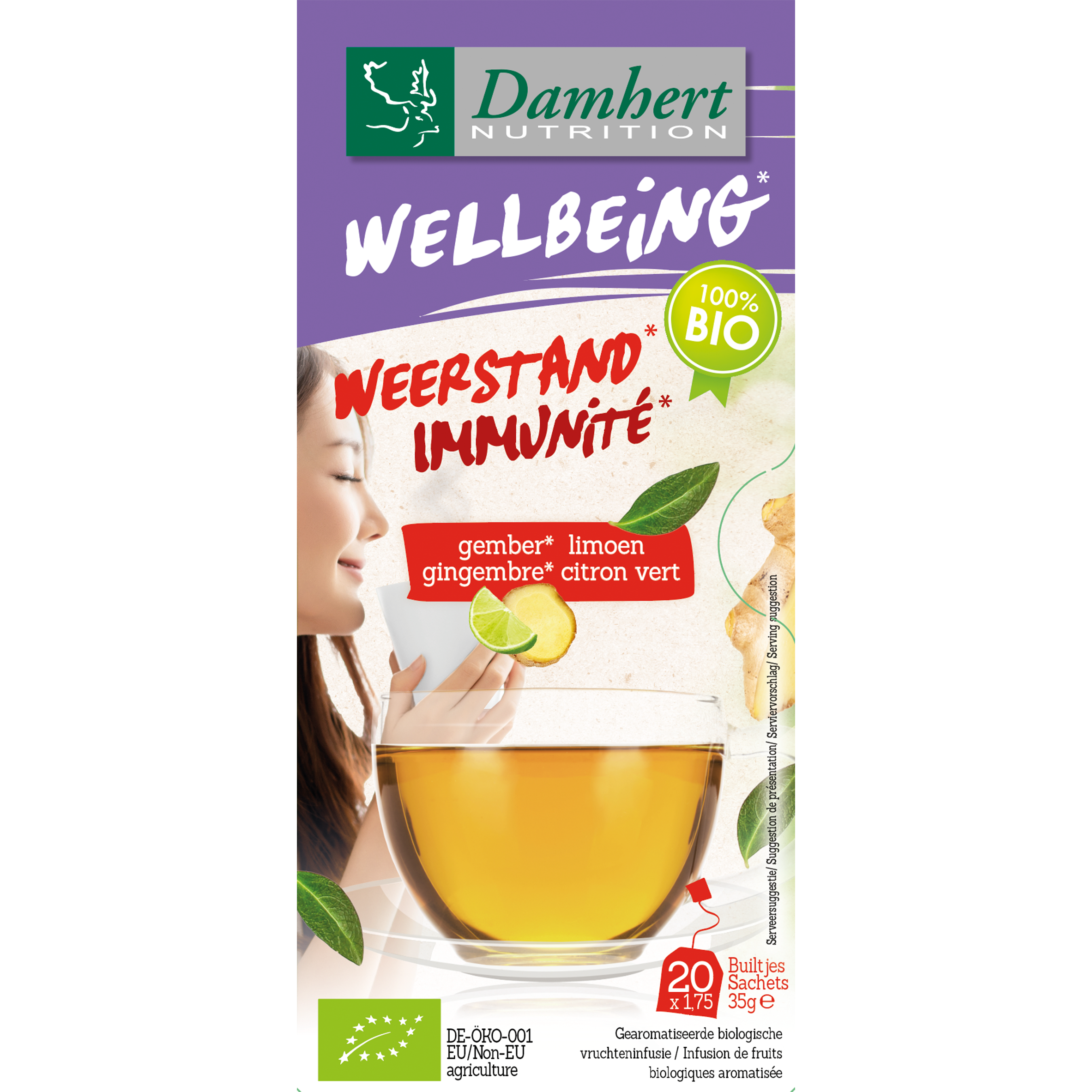 Wellbeing Tea Immunrendszer Gyömbér-lime BIO