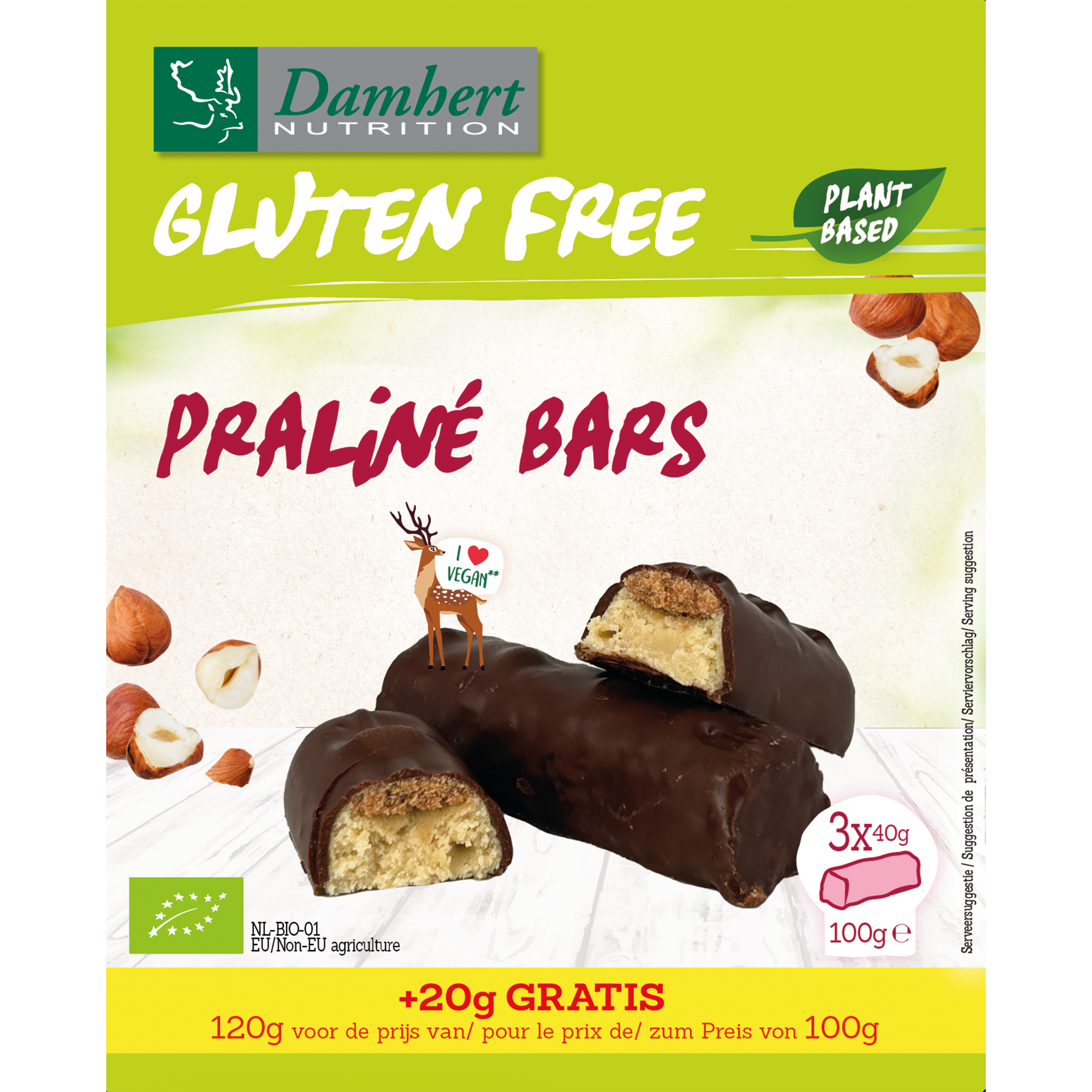 Gluténmentes praliné szeletek BIO